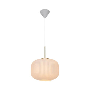 Grote hanglamp messing & opaalglas met ingebouwde E27 fitting 'Nordlux Milford 30 cm - FOIR