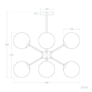 Hanglamp opaal glas e27 'Meta' design hanglamp modern rond 60cm - FOIR