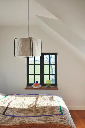 Hanglamp wit zwart papieren kap E27 fitting 'Nordlux Cardine 50' - FOIR