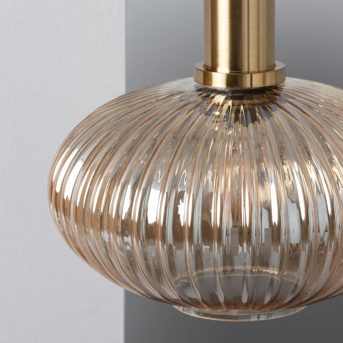 Klassieke hanglamp goud met glazen kap E27 fitting 'Laurie' 24 cm