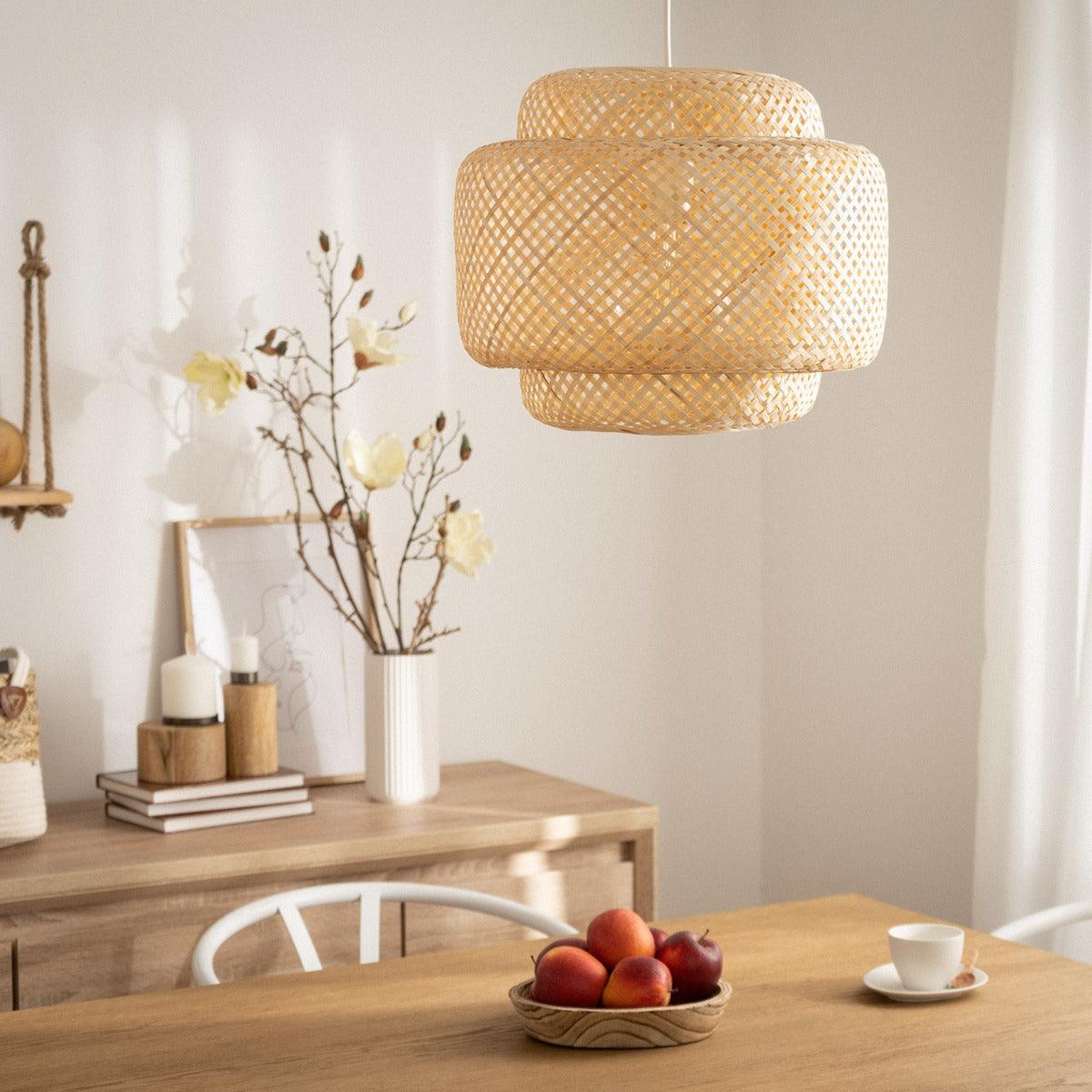 Hanglamp rotan gevlochten e27 fitting modern