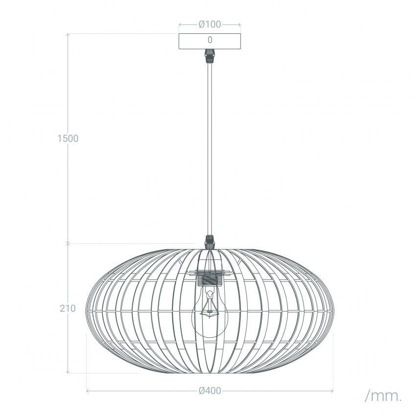 Hanglamp hout modern e27 fitting rond 400mm