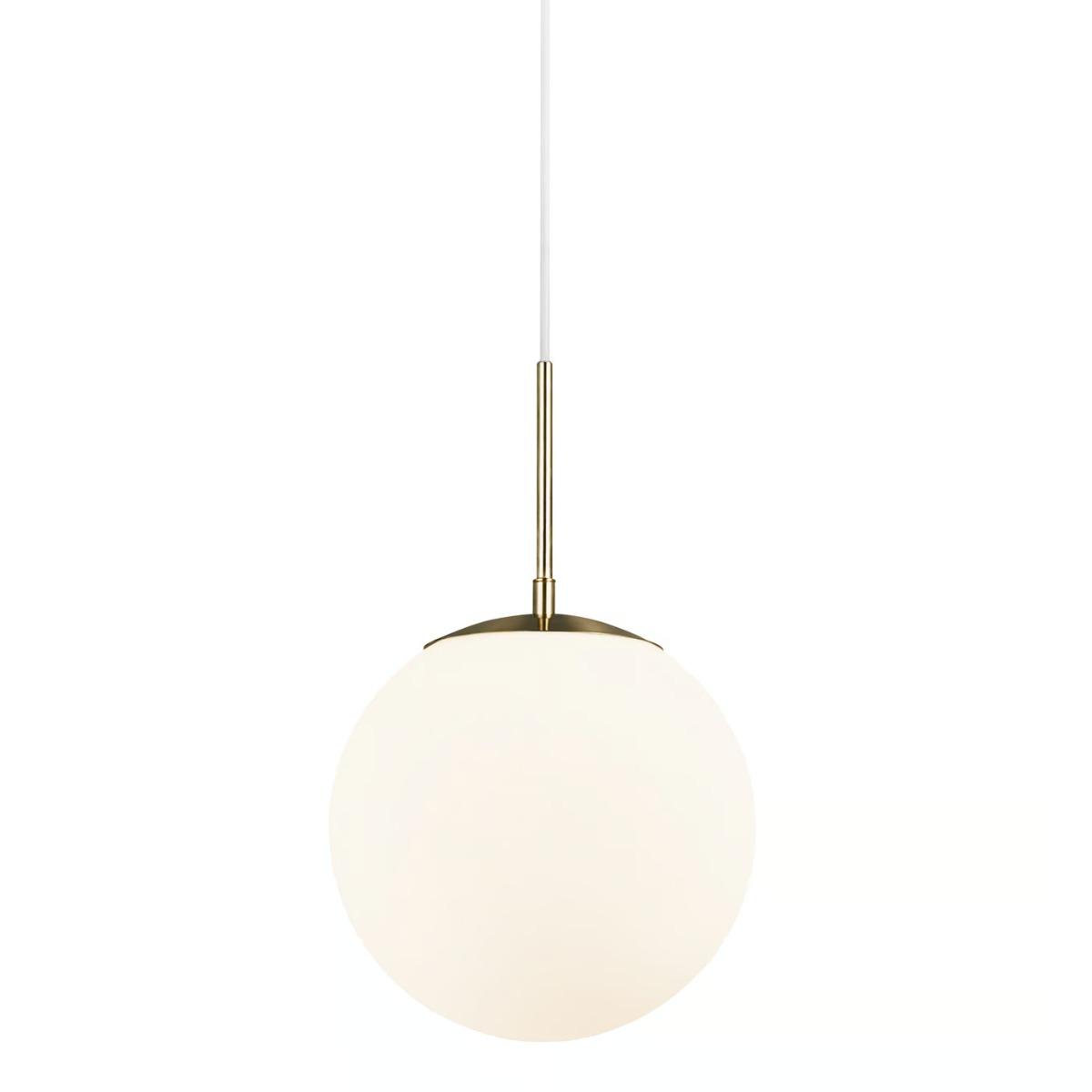 Hanglamp messing & opaalglas rond E27 fitting 'Grant' 25cm - FOIR