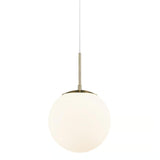 Hanglamp messing & opaalglas rond E27 fitting 'Grant' 25cm