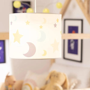 Witte hanglamp stoffen kap kinderkamer met E27 fitting 'Mirne' - FOIR