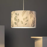 Hanglamp stoffen kap wit met bladeren E27 fitting 'Gallo'