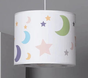 Witte hanglamp stoffen kap kinderkamer met E27 fitting 'Mirne' - FOIR