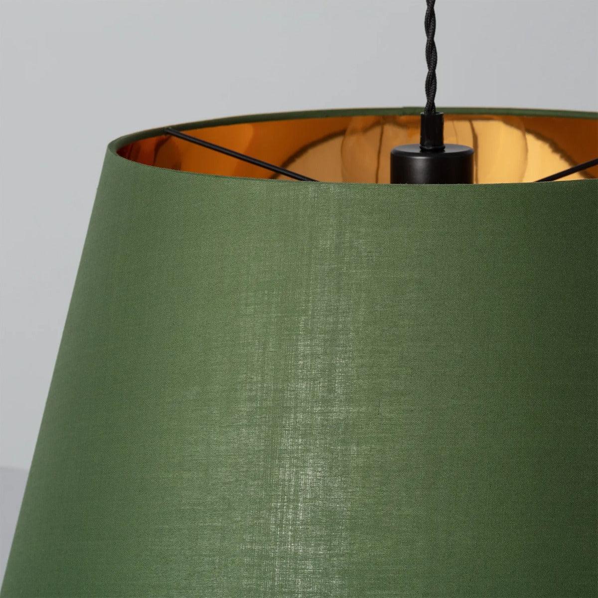 Hanglamp stoffen kap groen & goud met E27 fitting  'Lance'