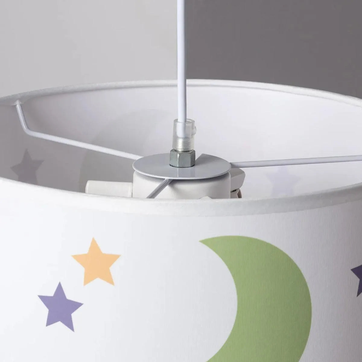 Witte hanglamp stoffen kap kinderkamer met E27 fitting 'Mirne' - FOIR