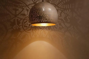 Oosterse Hanglamp marokkaans filligrain wit goud modern E27 fitting