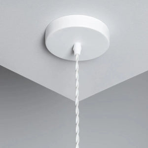 Hanglamp stoffen kap wit met bladeren E27 fitting 'Gallo' - FOIR