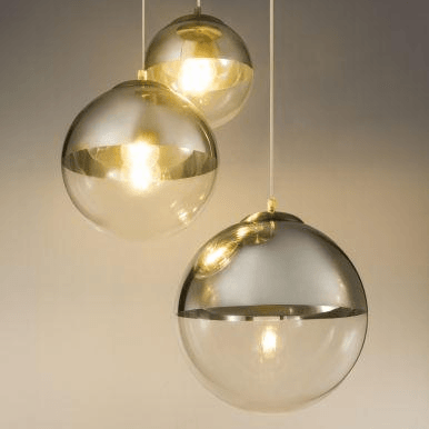 Hanglamp glazen bollen 'Varus'- nikkel mat - transparant glas - FOIR