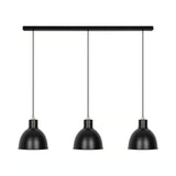 Hanglamp eettafel 3 zwarte kappen E27 fitting 'Pop'