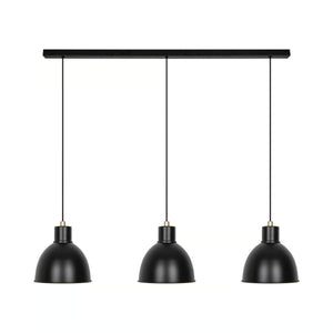 Hanglamp eettafel 3 zwarte kappen E27 fitting 'Pop'