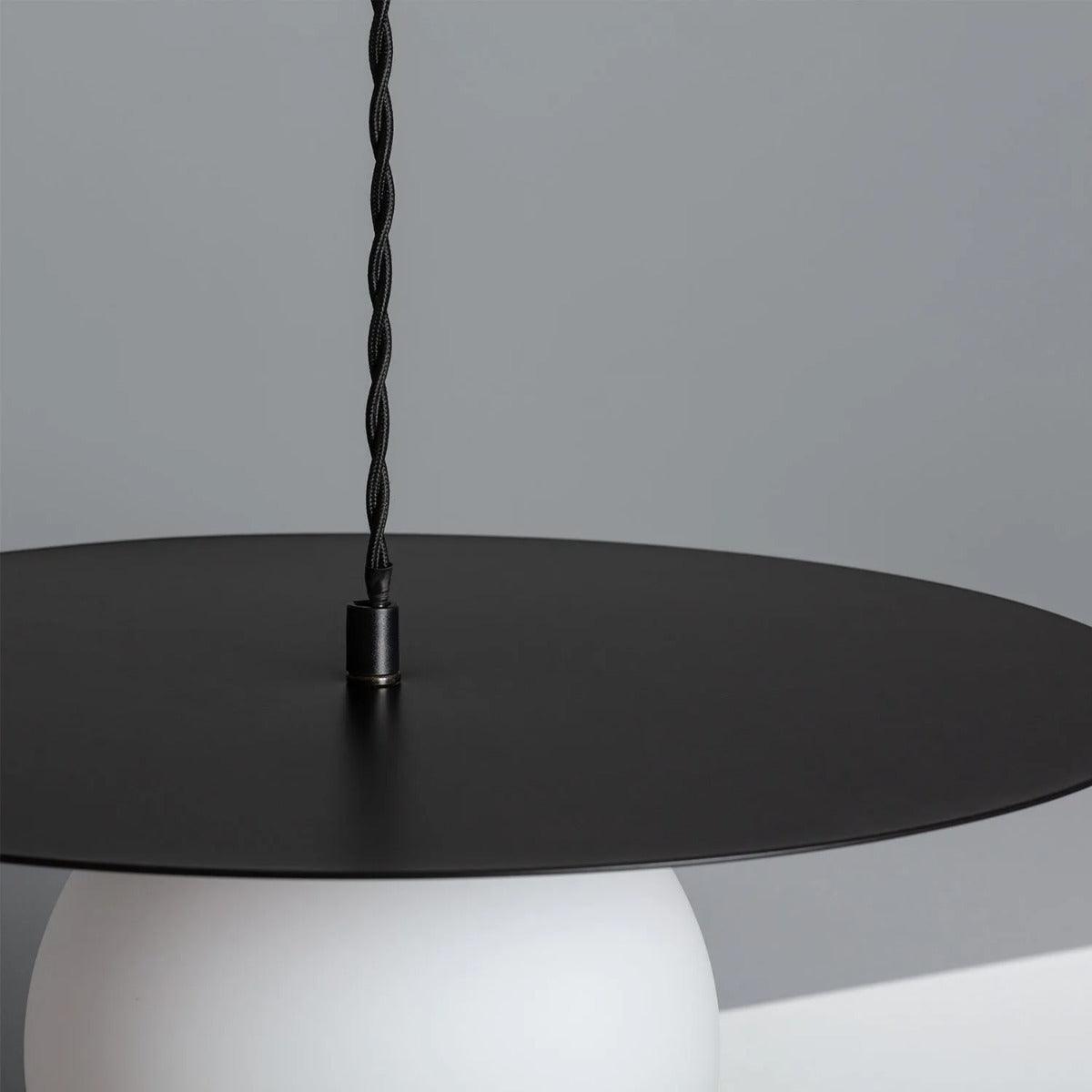 Hanglamp zwart & opaalglazen bol E14 fitting 'Allard' - FOIR