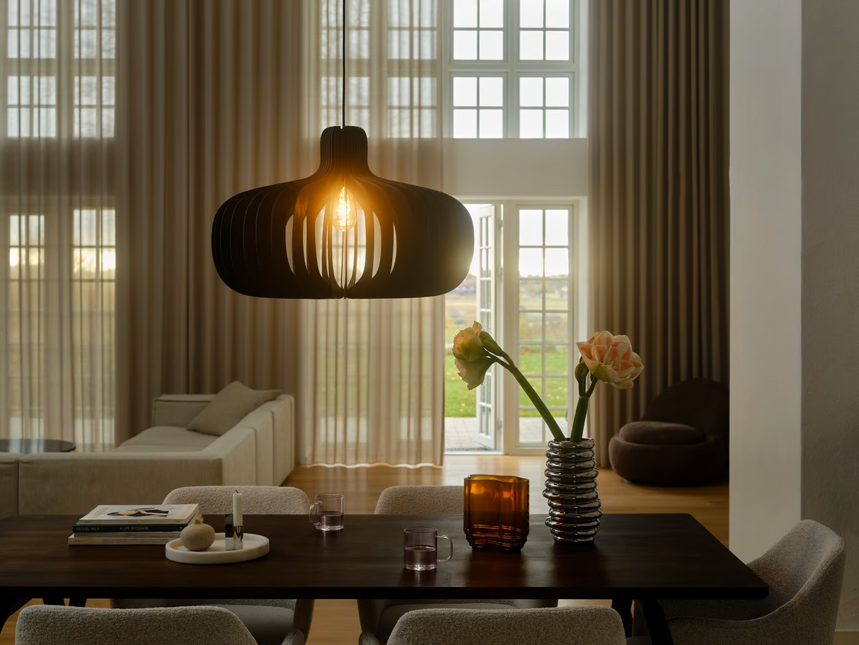 Hanglamp hout rond design zwart Nordlux Hazo