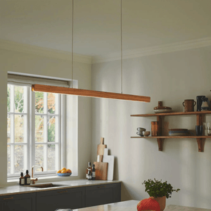 Hanglamp hout balk 'Ilgas' led 3000k warm wit 115 cm - FOIR