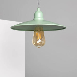 Hanglamp industrieel groen e27 fitting metaal boven eettafel