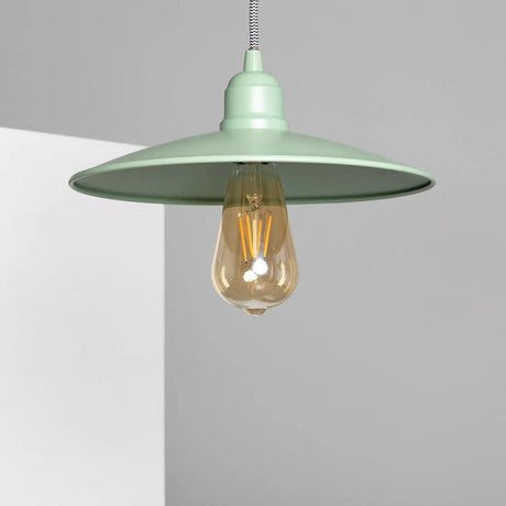 Hanglamp industrieel groen e27 fitting metaal boven eettafel