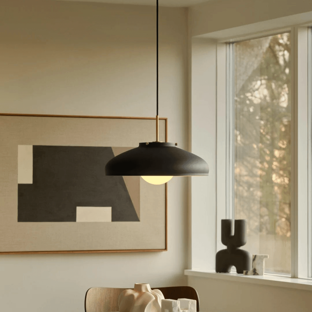 Hanglamp hout zwart design opaal glas 'Latif' e27 - FOIR