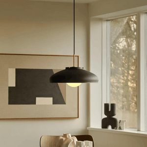 Hanglamp hout zwart design opaal glas 'Latif' e27