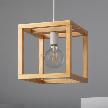 Hanglamp hout modern led lamp vierkant design