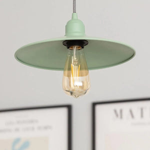 Kleine hanglamp industrieel groene kap E27 fitting 'Roland' - FOIR