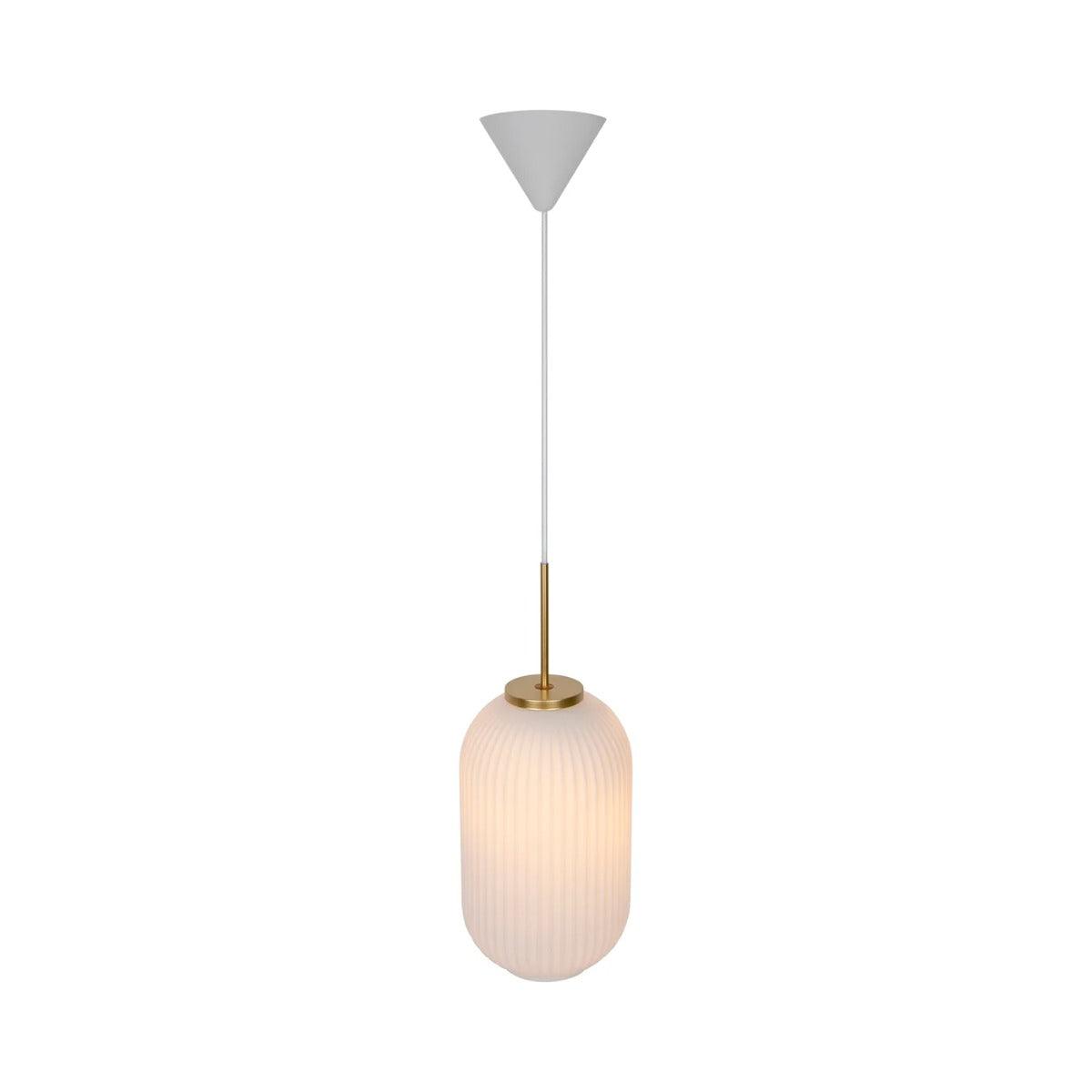 Hanglamp glas 'Milford 20' Nordlux hanglamp opaal glas & messing E27 fitting 20 cm - FOIR