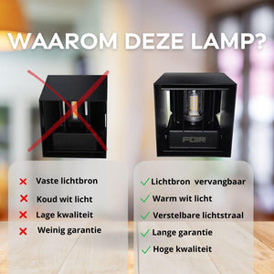 Wandlamp dimbaar Kubus 'Ace' zwart - FOIR