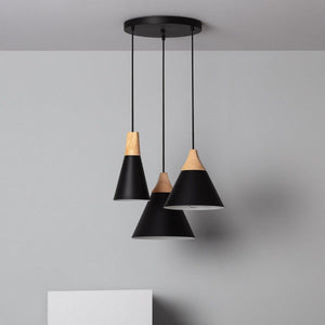 Hanglamp set modern 'Dust' zwart hout modern E27 fitting modern 500mm