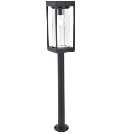 Staande lamp zwart met glas e27 fitting metaal