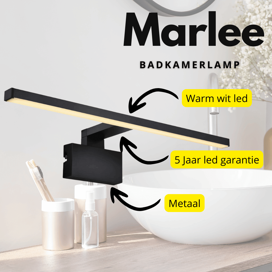 Badkamerlamp led lamp zwart 3000k warm wit