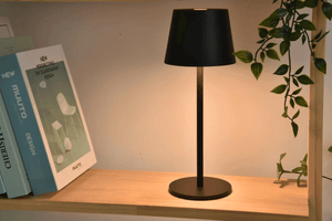 Oplaadbare tafellamp zwart met ingebouwde LED lichtbron batterij Roble 28 cm