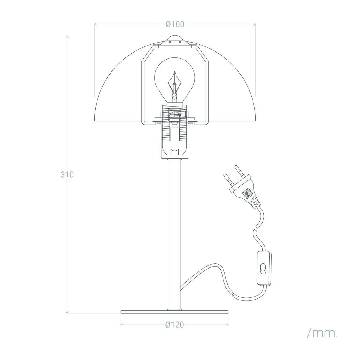 Tafellamp wit goud 'Wave' modern e14 fitting 300mm