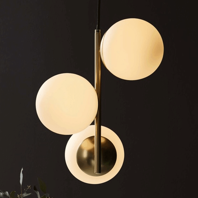 Hanglamp opaal glas goud Nordlux 'Lilly' messing E14 fitting 365mm - FOIR