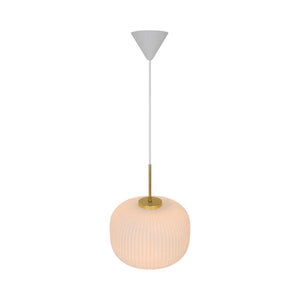 Grote hanglamp messing & opaalglas met ingebouwde E27 fitting 'Nordlux Milford 30 cm - FOIR