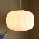 Grote hanglamp messing & opaalglas met ingebouwde E27 fitting 'Nordlux Milford 30 cm