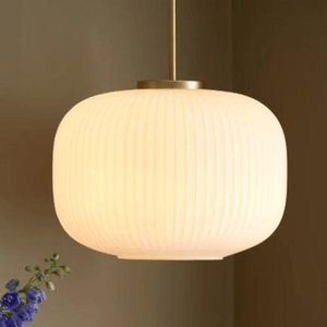 Grote hanglamp messing & opaalglas met ingebouwde E27 fitting 'Nordlux Milford 30 cm - FOIR