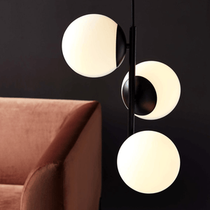 Hanglamp zwart opaal glas Nordlux 'Lilly' zwart glazen bollen E14 fitting 15 cm