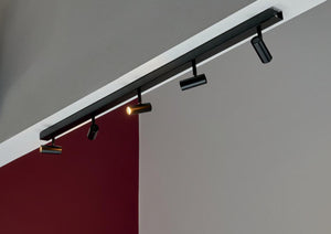 Plafondlamp zwart breed 5 verstelbare spots Nordlux 'Omari' 118 cm