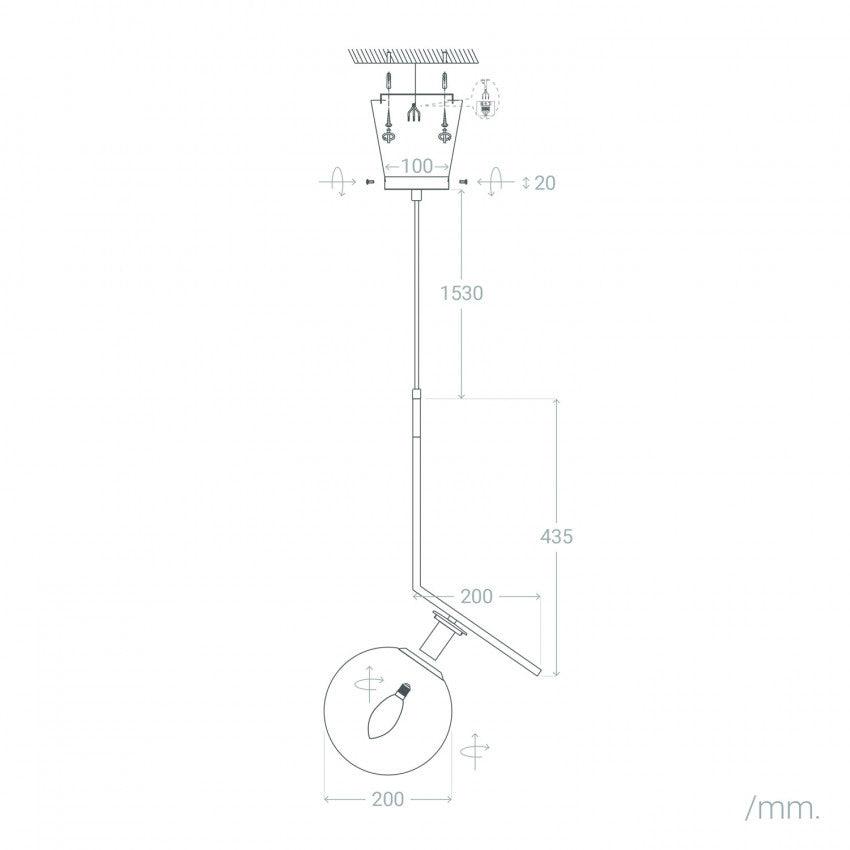 Hanglamp opaal glas moonlight 'Mono' messing E14 fitting modern 55 cm - FOIR