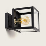 Plafondlamp zwart met glas industrieel 'Ricard' 22 cm