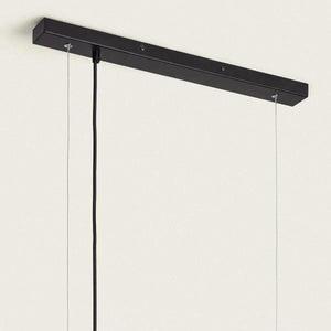 Hanglamp eettafel zwart met 8 glazen kappen E14 fitting 'Mercier' - FOIR