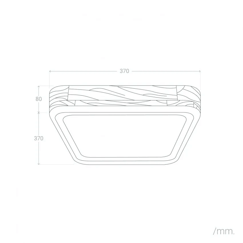 Plafondlamp met LED vierkant hout & zwart 370mm 'Normand'