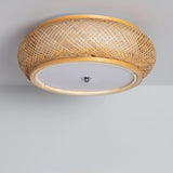 Plafondlamp gevlochten bamboe E27 fitting 'Louis' 40 cm