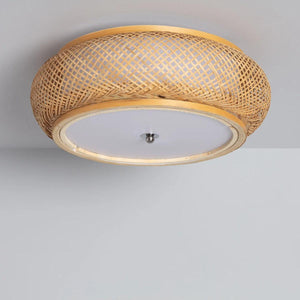 Plafondlamp gevlochten bamboe E27 fitting 'Louis' 40 cm