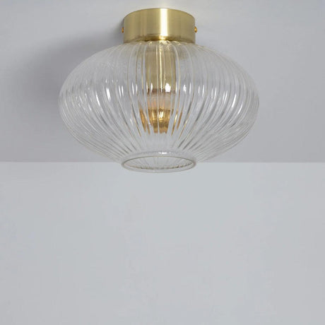 Plafondlamp retro e27 fitting glazen kap goud 