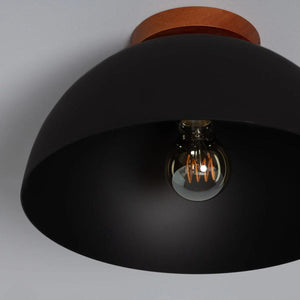 Plafondlamp zwart met hout & E27 fitting 'Nola'