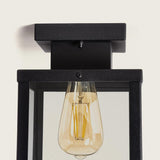 Plafondlamp zwart met glas industrieel 'Ricard' 22 cm