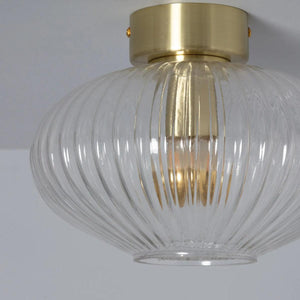 Vintage plafond glas & goud met E27 fitting 'Pieter' 24cm